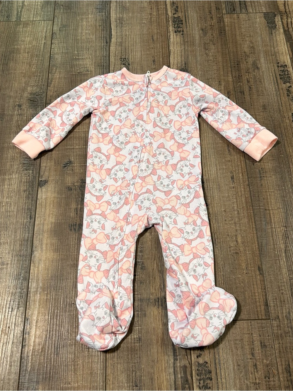 Disney Baby Marie Aristocats Pink Footed Zip Sleeper 6M Cotton Knit